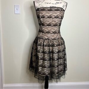 La Belle black lace strapless party dress 13